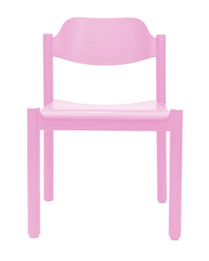 Pink lackierter Holzstuhl
