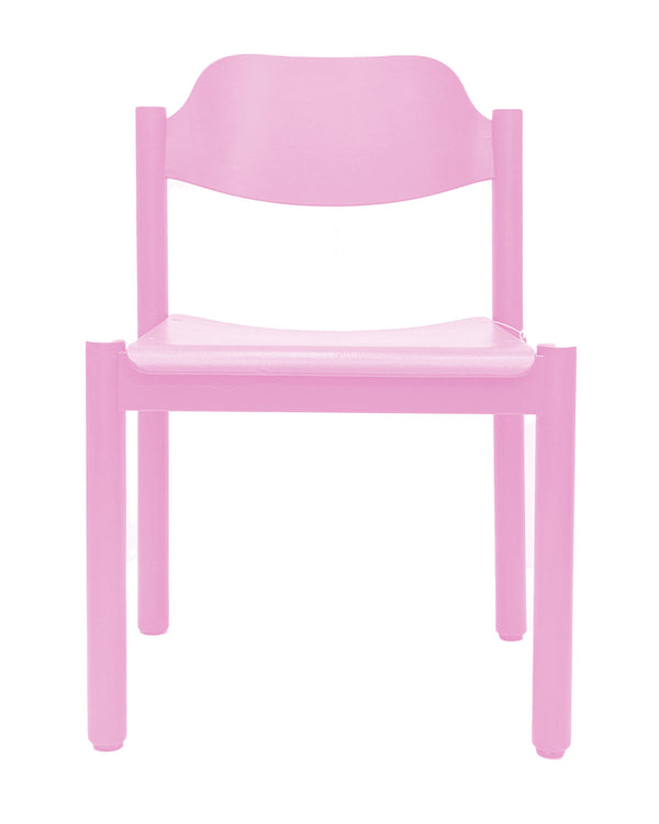 Pink lackierter Holzstuhl