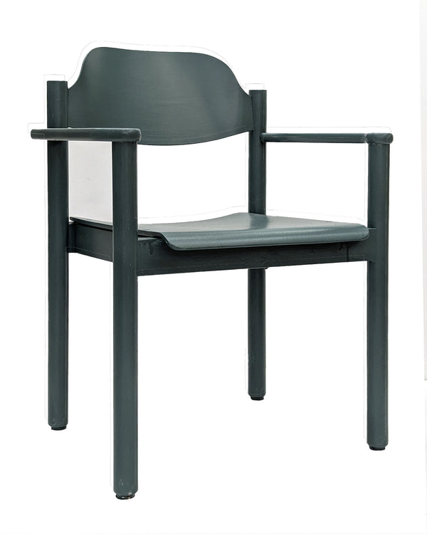 Stuhl 28 / Tannengrüner Stuhl mit Armlehne