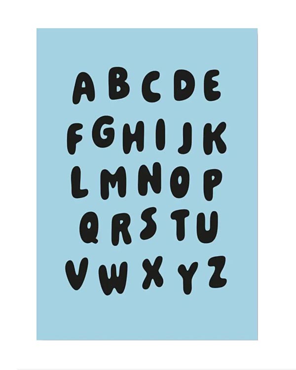 Alphabet Blau Postkarte