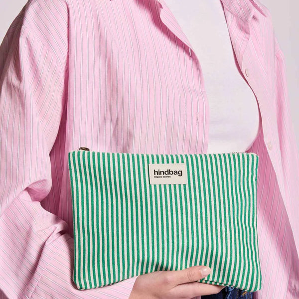 Hindbag Ema-Etui – Grün/Weiß Gestreift