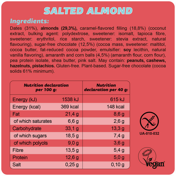 Fizi - Veganer gluternfreier Riegel „Gesalzene Mandel“ • 40g