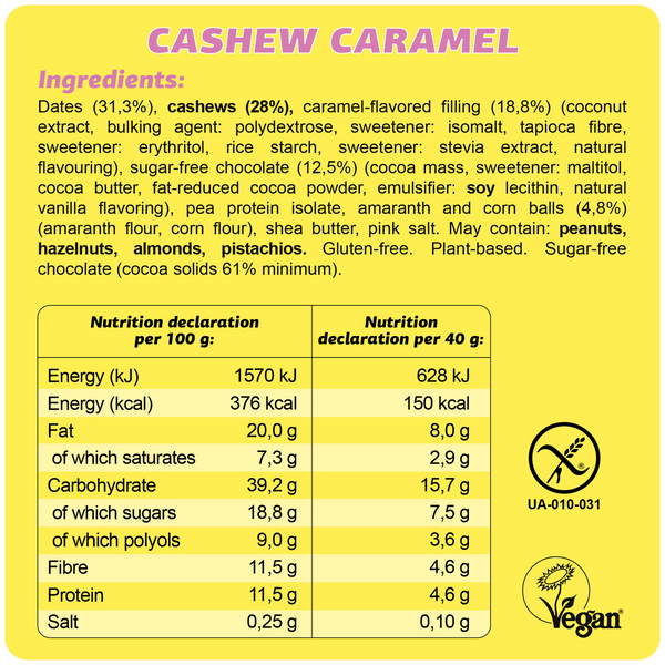 Fizi - Veganer glutenfreier Riegel „Cashew Karamell“ • 40g
