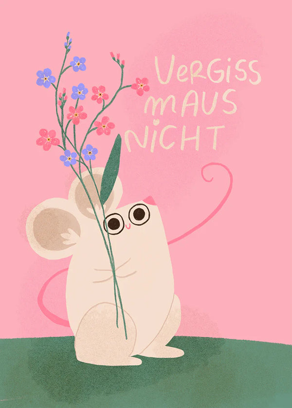 Vergiss Maus nicht Postkarte - Slinga Illustration