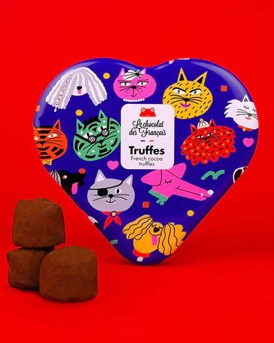 Chiens & Chats Dunkle Trüffelpralinés in Geschenkdose
