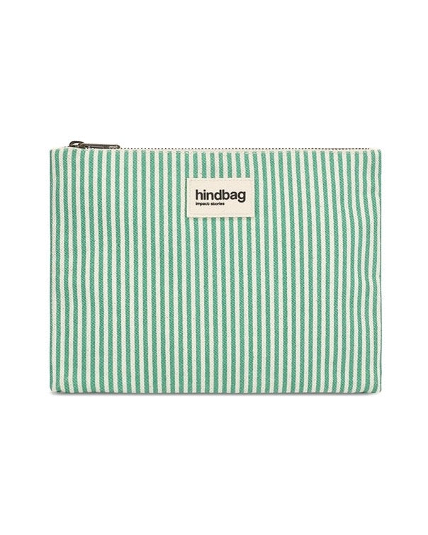Hindbag Ema-Etui – Grün/Weiß Gestreift