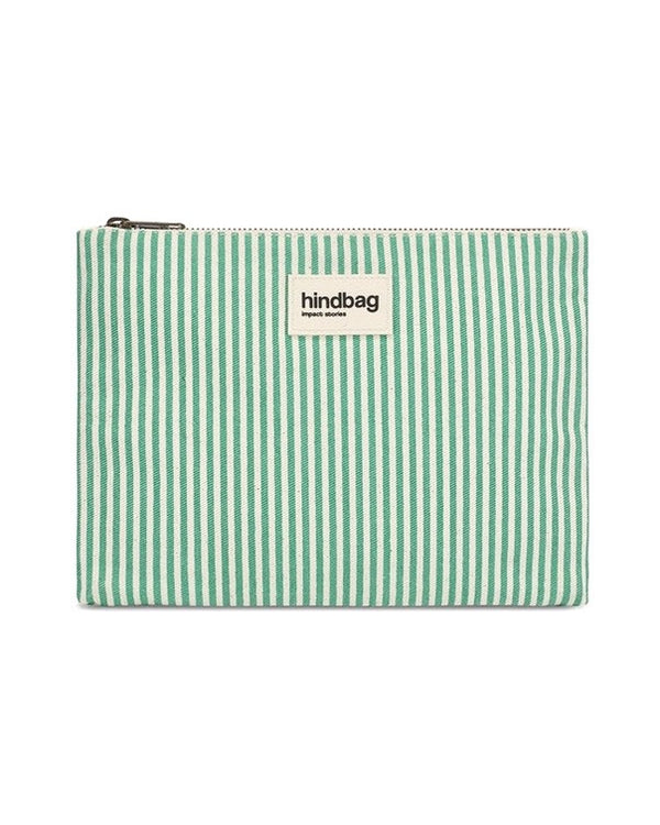 Hindbag Ema-Etui – Grün/Weiß Gestreift