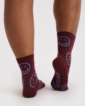 Crew Socks Happy Mahogany