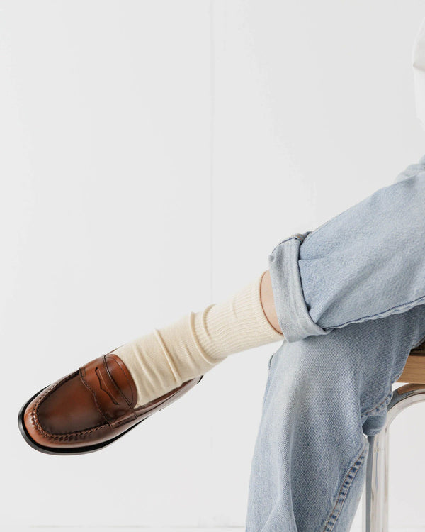 Ribbed Socks Ecru
