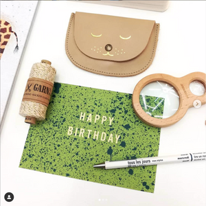 Happy Birthday Sprenkel Grün Postkarte