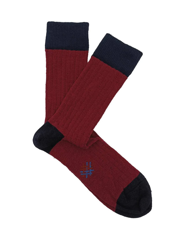 Bio-Lammwollsocken Bordeaux Marine
