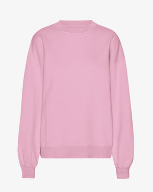 Langarmiges, oversized Sweatshirt Organic Oversized Sweatshirt Cherry Blossom in hellem Rosa, aus 100% Bio-Baumwolle, umweltfreundlich gefärbt, von Colorful Standard, erhältlich im Human Empire Shop.