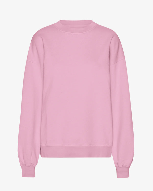 Langarmiges, oversized Sweatshirt Organic Oversized Sweatshirt Cherry Blossom in hellem Rosa, aus 100% Bio-Baumwolle, umweltfreundlich gefärbt, von Colorful Standard, erhältlich im Human Empire Shop.