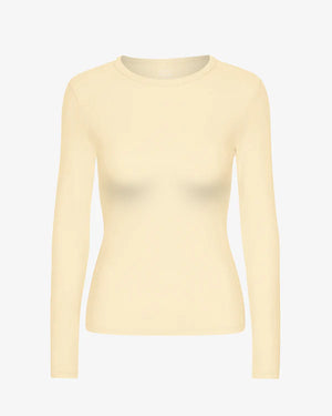 Women Organic Rib Longsleeve Soft Yellow