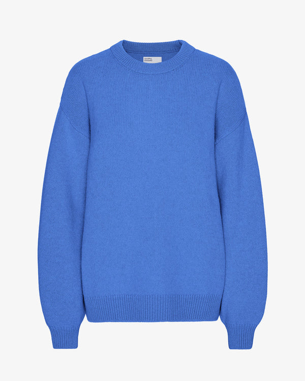 Oversized Merino Wool Crew Strickpullover Pacific Blue