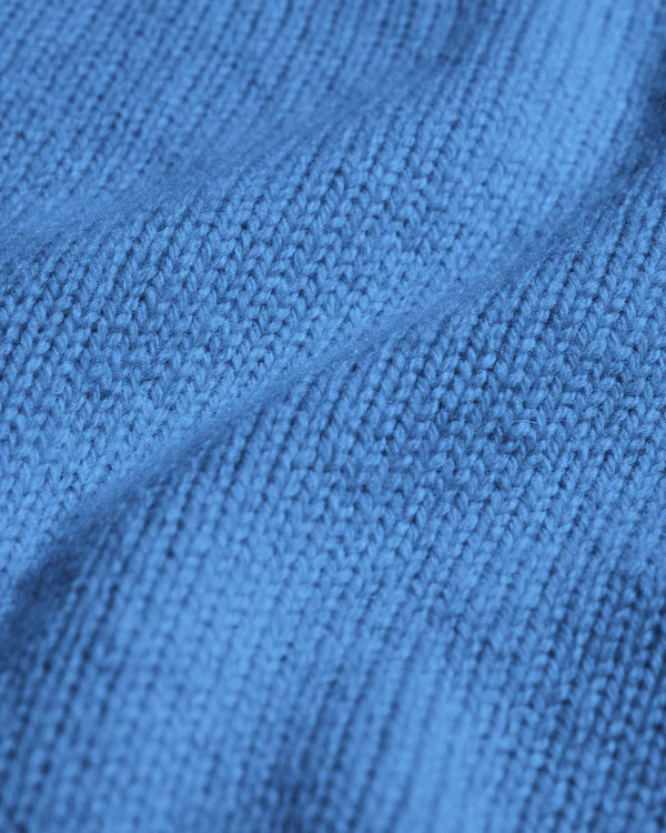 Oversized Merino Wool Crew Strickpullover Pacific Blue