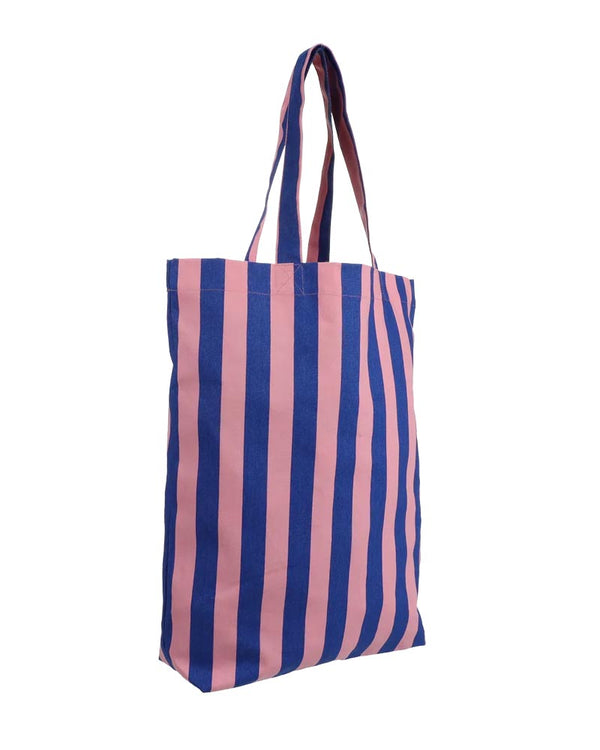 Baumwoll-Shopper Streifen Cobalt Litschi