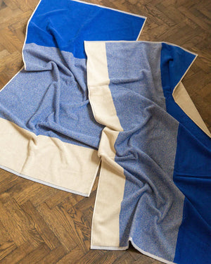 2er-Badehandtuch-Set Blend Cobalt Blue Ecru (70x140cm)