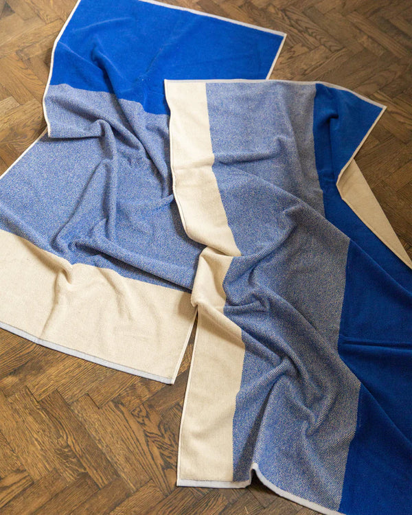 2er-Badehandtuch-Set Blend Cobalt Blue Ecru (70x140cm)