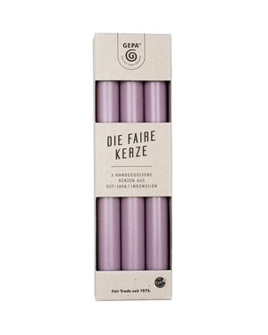 Fair Trade Tafelkerzen Lavender 3er Set / 22,5 cm