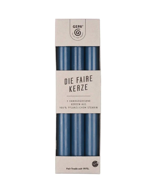 Fair Trade Tafelkerzen Ocean 3er Set / 22,5 cm