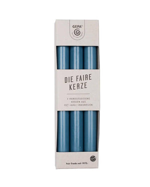 Fair Trade Tafelkerzen Petrol 3er Set / 22,5 cm