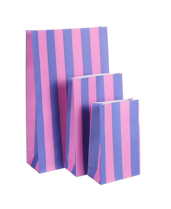 Geschenktüte Stripes Cornflower Wisteria mit Boden (5er-Pack)