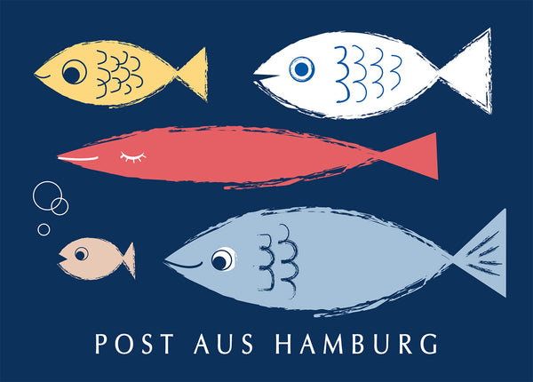 Hamburg Fische Blau Postkarte