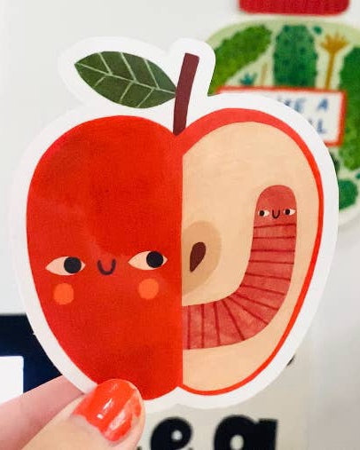 Apple & Worm Sticker