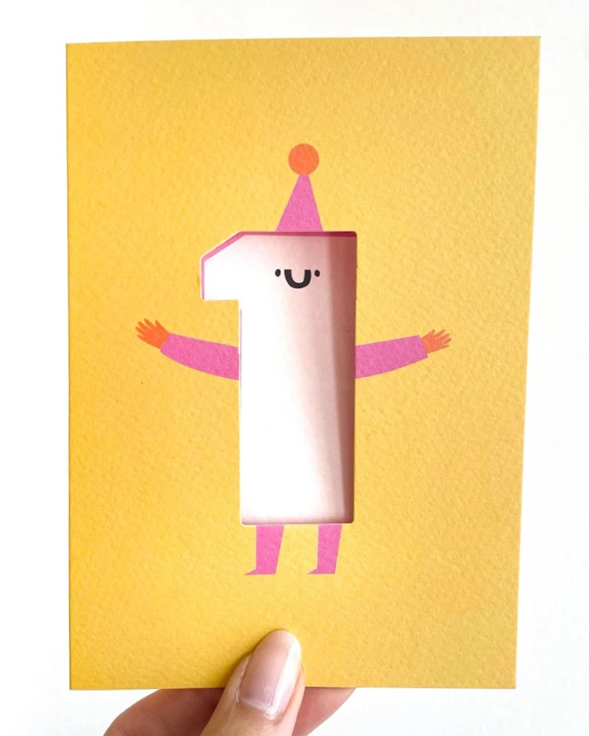 Happy Birthday 1 Die Cut Klappkarte