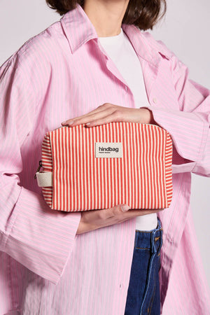 Hindbag Kosmetiktasche Leon Rot-Weiß Gestreift