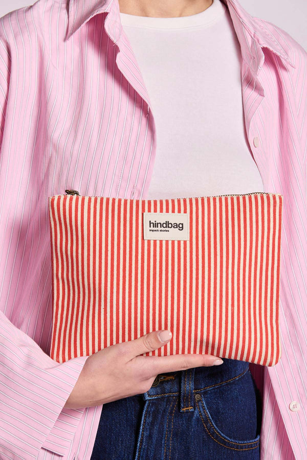 Hindbag Ema-Etui – Rot/Weiß Gestreift