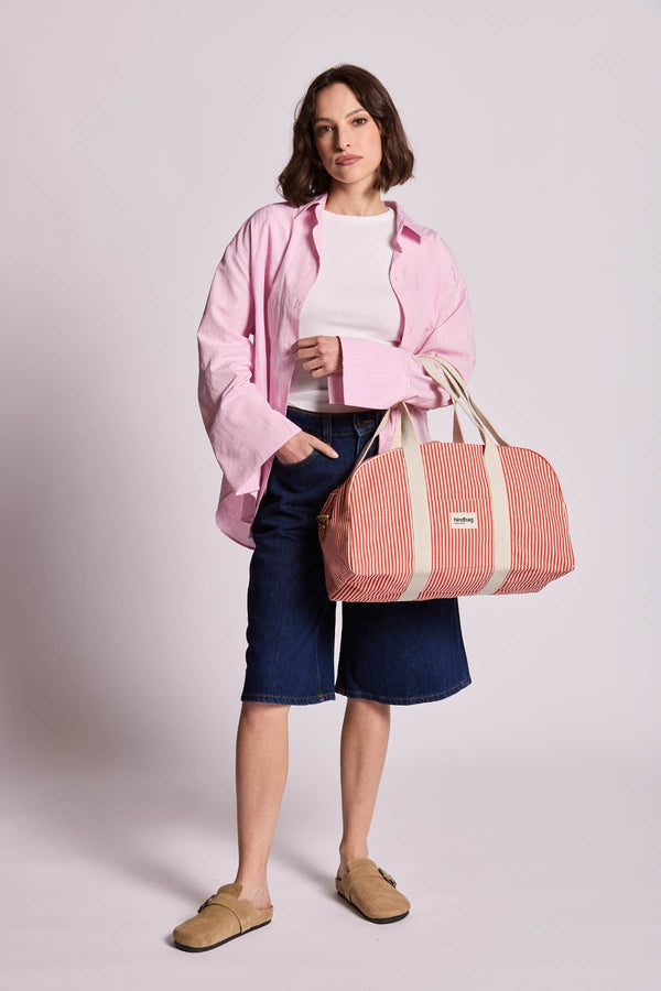Hindbag Weekender Bag Charlie Rot-Weiß Gestreift