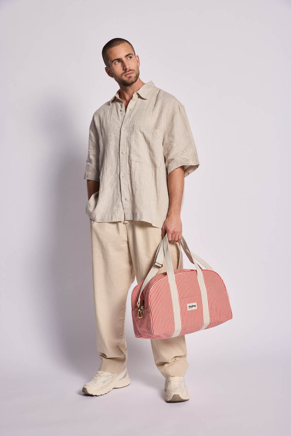 Hindbag Weekender Bag Charlie Rot-Weiß Gestreift