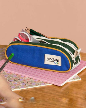 Hindbag Federmäppchen Malo Kobaltblau-Dunkelgrün-Terracotta-Gelb