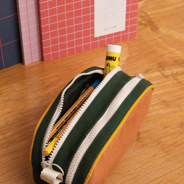 Hindbag Federmäppchen Malo Kobaltblau-Dunkelgrün-Terracotta-Gelb