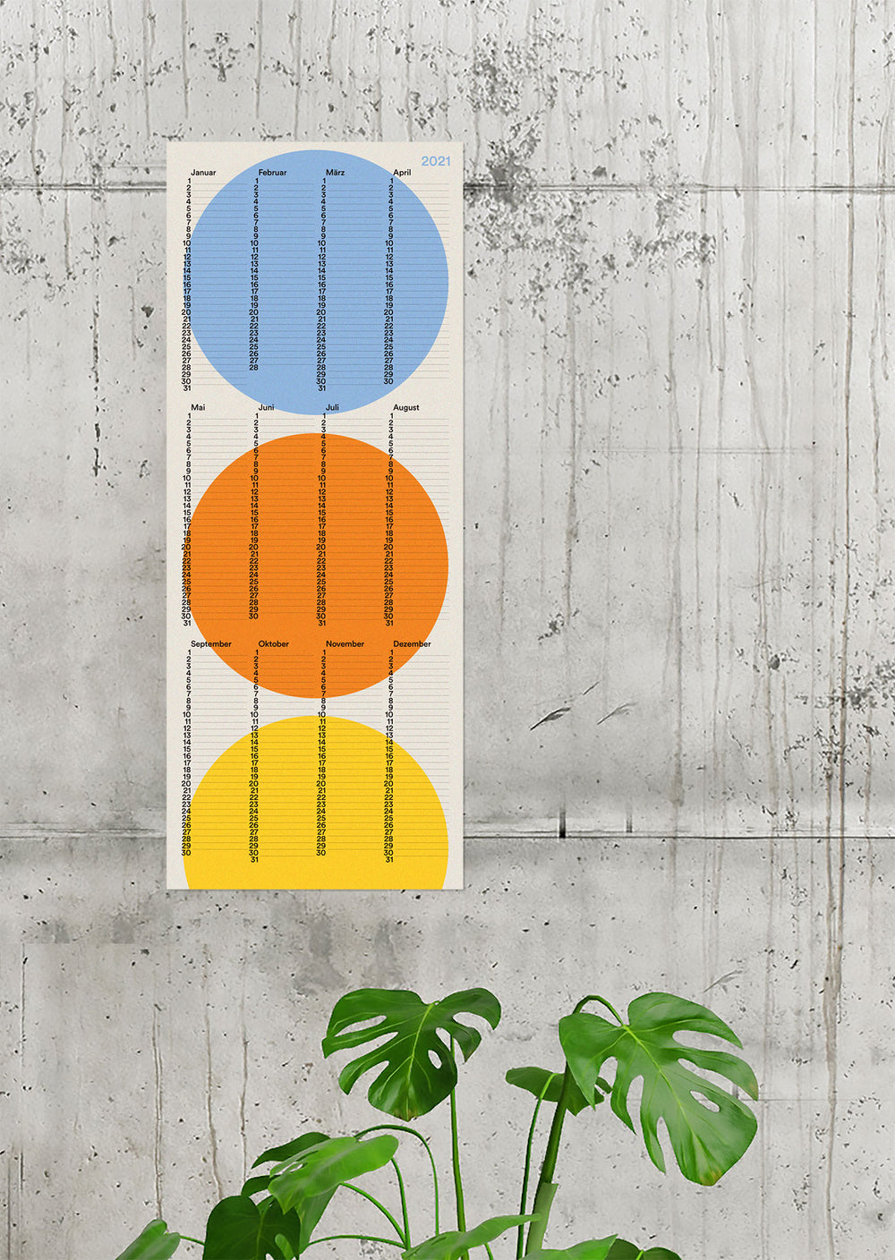 2021 Wandkalender Kreis (20 x 50 cm)