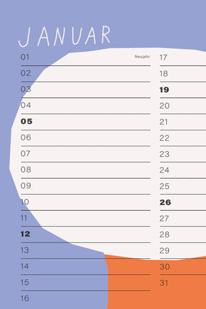 Folk Bunt Wandkalender 2025