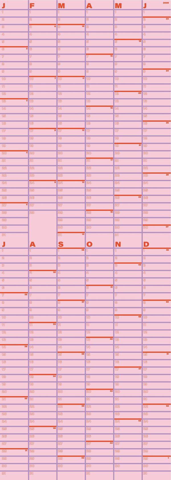 Rosarot Wandkalender 2025