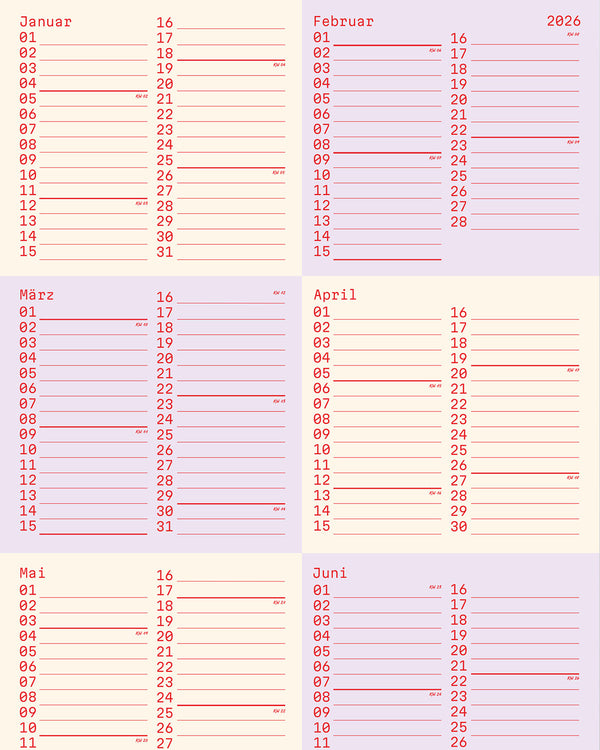 SQUARES Wandkalender 2026