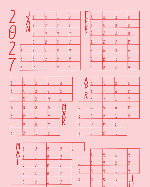 LINES ROSAROT Wandkalender 2027