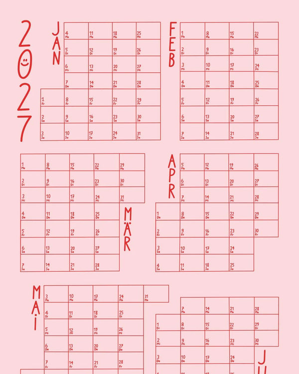 LINES ROSAROT Wandkalender 2027
