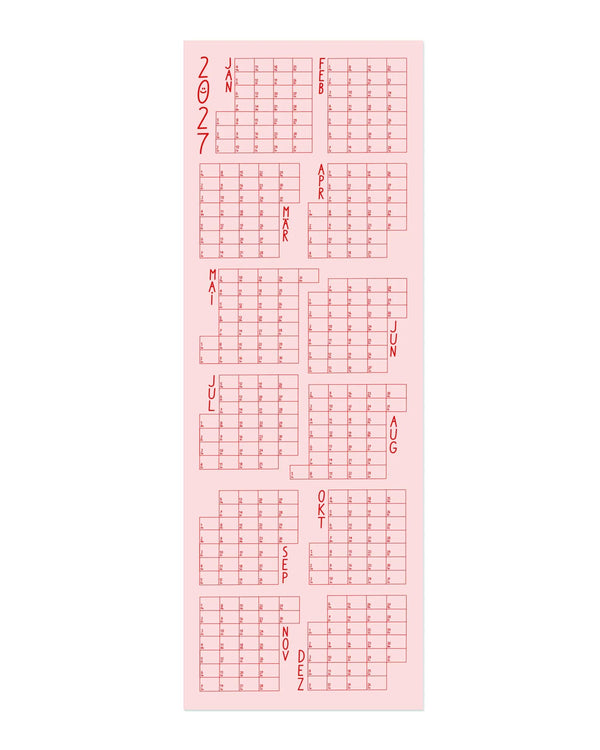 LINES ROSAROT Wandkalender 2027