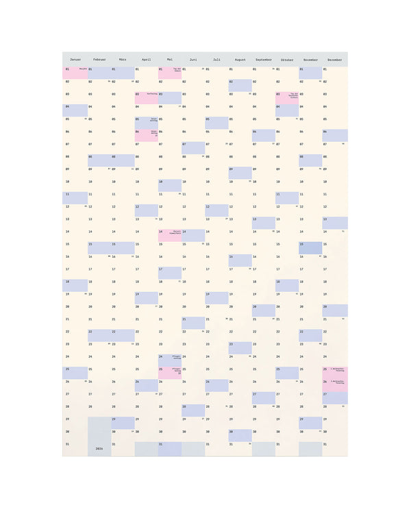 BASIC Wandkalender 2026