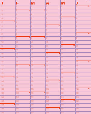 ROSAROT Wandkalender 2026