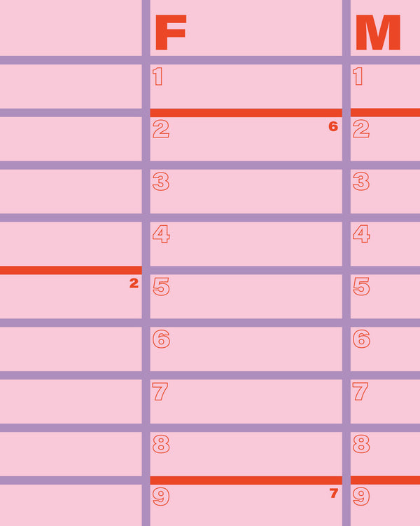 ROSAROT Wandkalender 2026