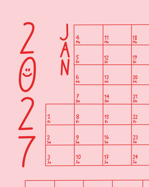 LINES ROSAROT Wandkalender 2027