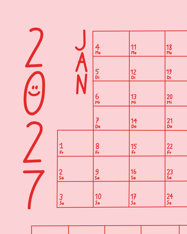 LINES ROSAROT Wandkalender 2027