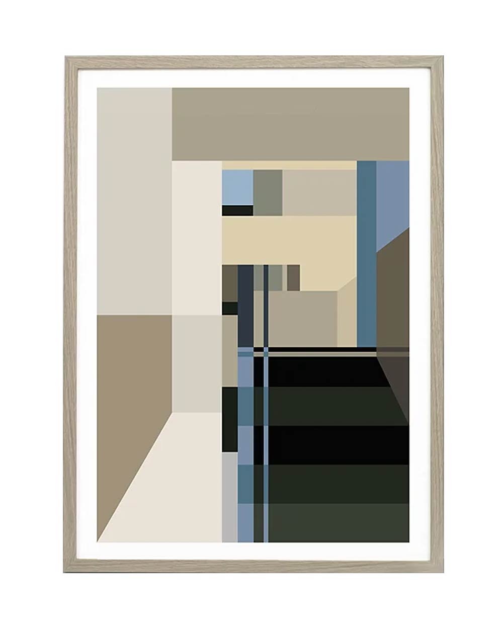 Abstrakter Kunstdruck Le Corbusiers Villa von Dieter Braun, limitierte Auflage, handsigniert und nummeriert, 50 x 70 cm, auf Recyclingpapier, ohne Rahmen.