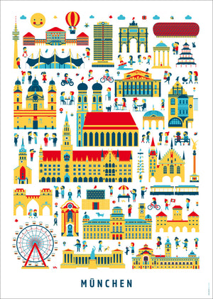 München Wimmelbild Poster (Din A3)
